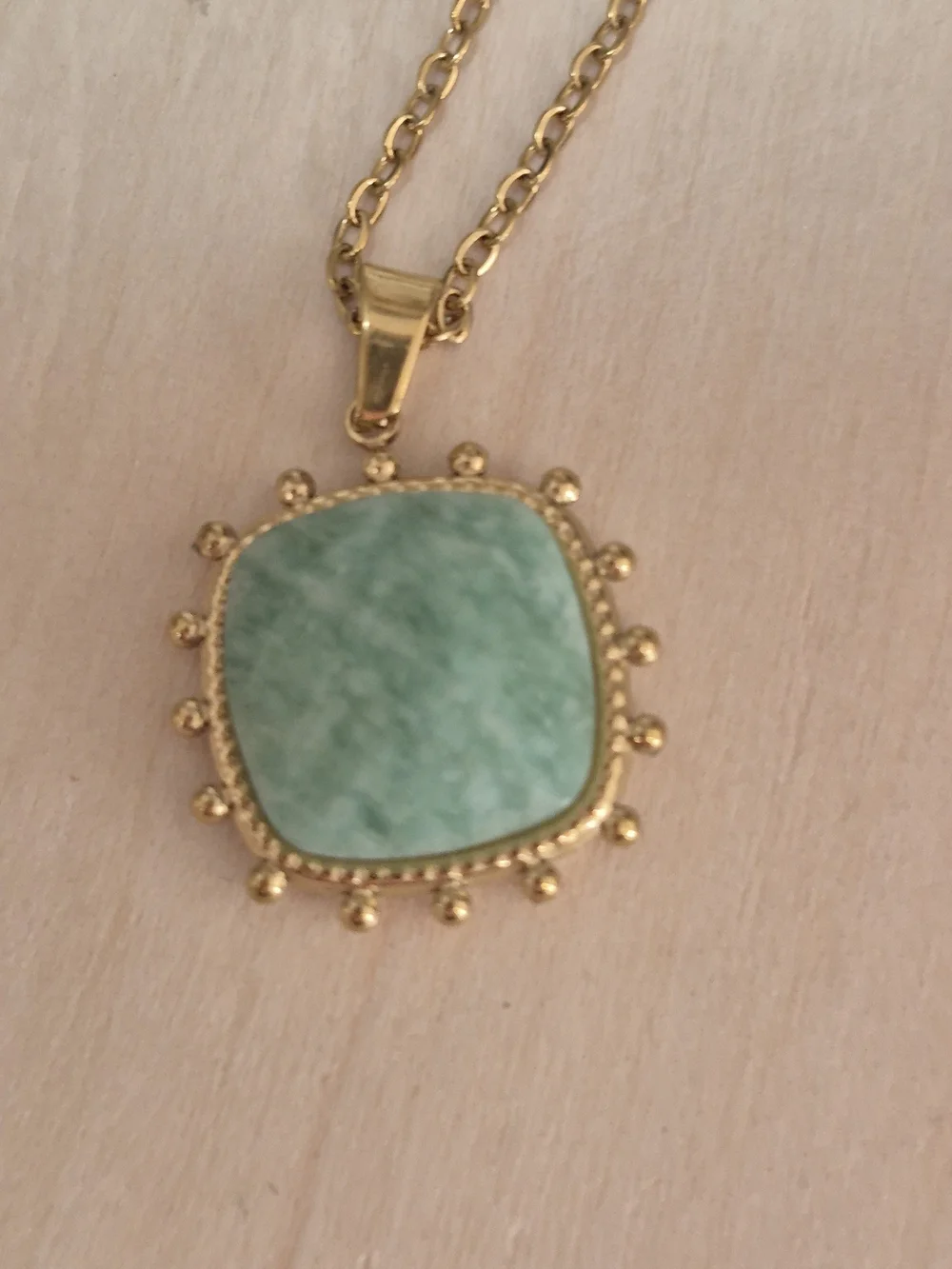 🩵🩵NEW🩵🩵 PRETTY!! Natural Stone Faceted AMAZONITE Square Pendant Necklace